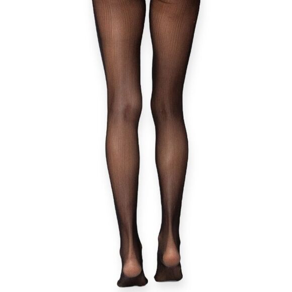 Black Cut Out Black Satin Bows Tights NEW - Picture 3 of 4